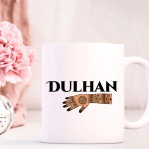 Dulhan mug with desi bride design, white glossy 11 oz ceramic, front view