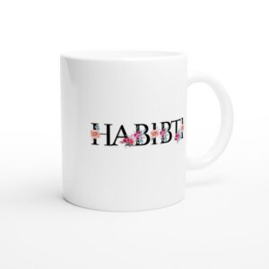 Artkins Habibti mug showing colored rim and interior detail, side view