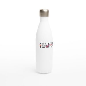 Side view of slim 17oz Habibti tumbler showing full floral wrap design