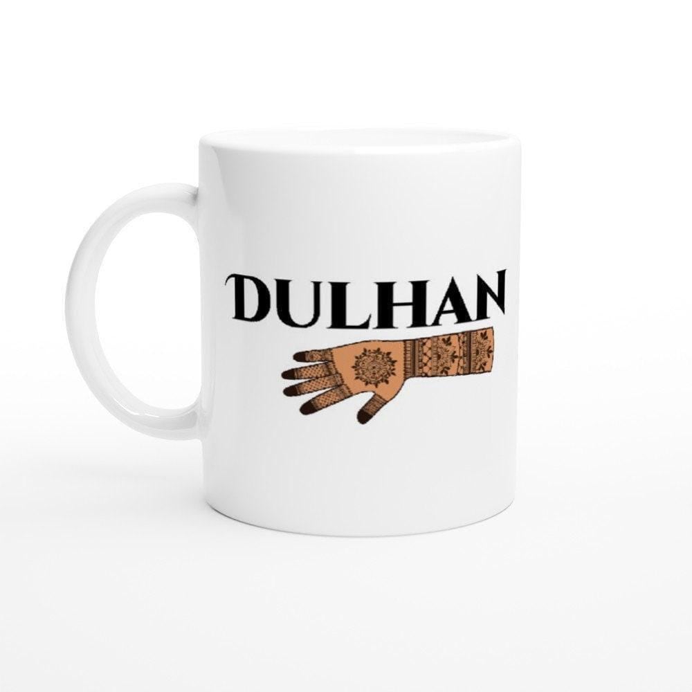 Dulhan mug styled as a desi bridal shower gift with chai on the side