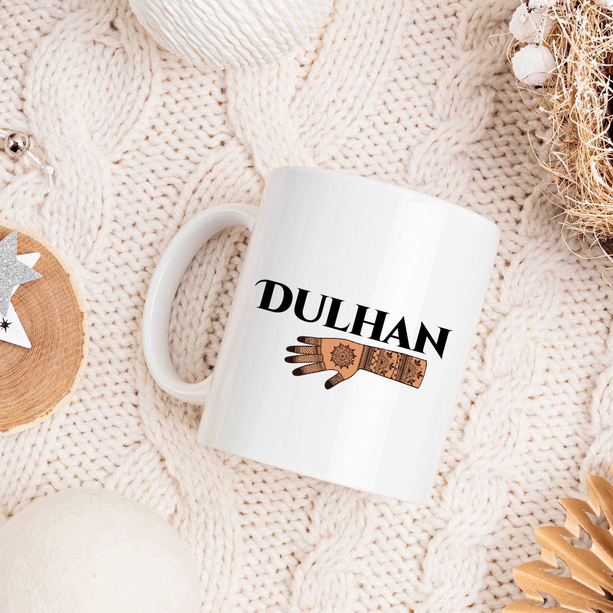 Artkins dulhan mug, 11 oz ceramic desi bride cup, back view