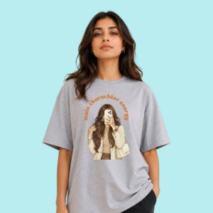 Oversized desi girl confidence tee from Artkins, back or lifestyle shot showing relaxed drape and fit