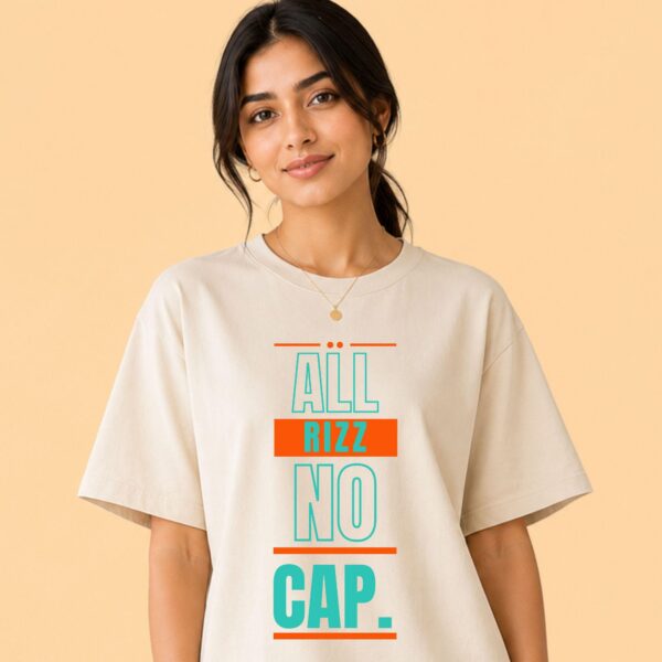 Unisex Gen Z slang graphic tee laid flat, streetwear style