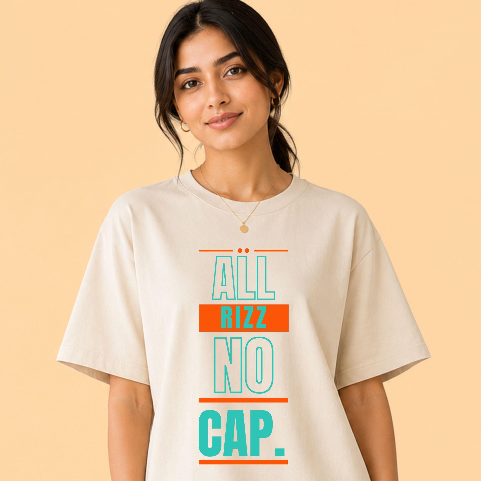 Unisex Gen Z slang graphic tee laid flat, streetwear style